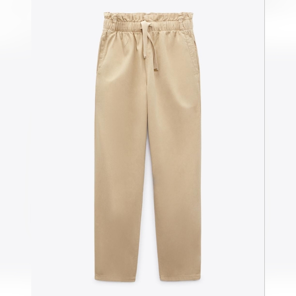 NWOT Zara Womens Khaki Chino Joggers Sz L